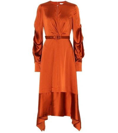 Shop Jonathan Simkhai Satin Midi Dress In Orange