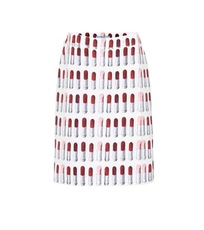 Shop Prada Printed Cotton Miniskirt In White