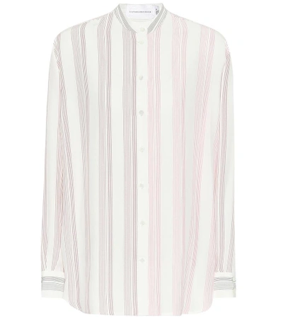 Shop Victoria Beckham Striped Silk Shirt In Neutrals