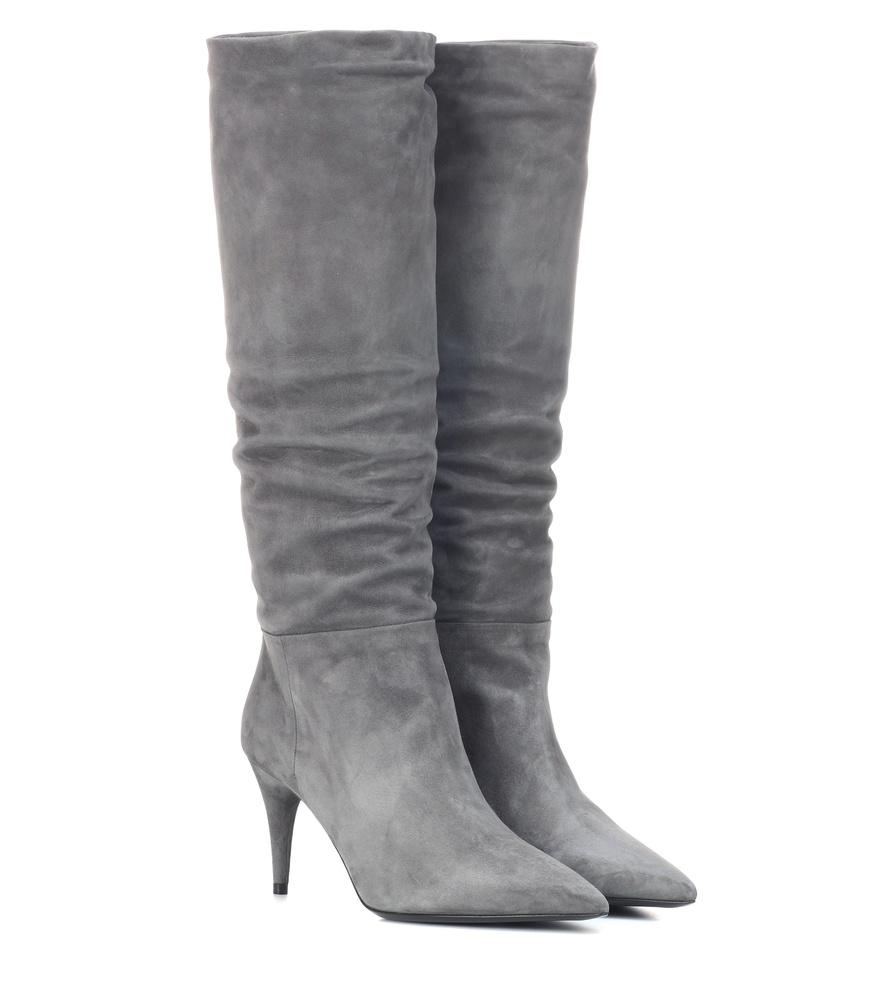gray high heel boots