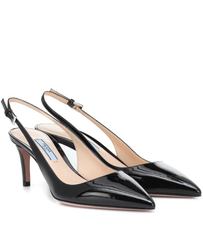 Shop Prada Patent Leather Slingback Pumps In Black