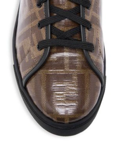 Shop Fendi Logo High-top Sneakers In Brown