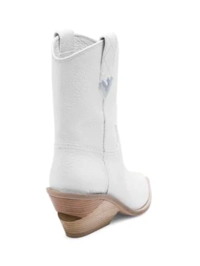 Shop Fendi Heeled Leather Cowboy Boots In Bianco