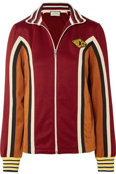 Shop Gucci Striped Stretch-jersey Track Jacket