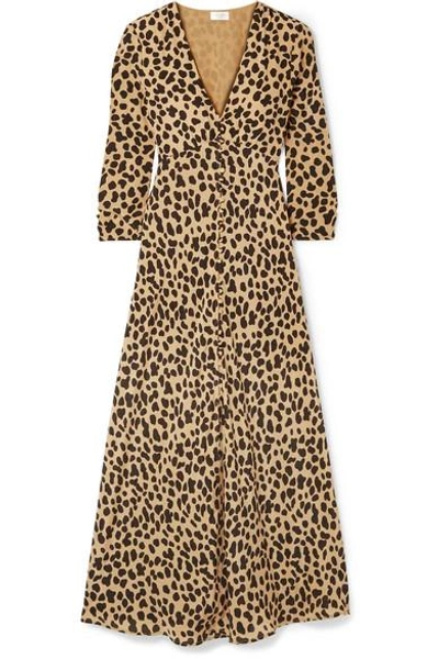 Shop Rixo London Katie Leopard-print Silk-crepe Dress In Leopard Print