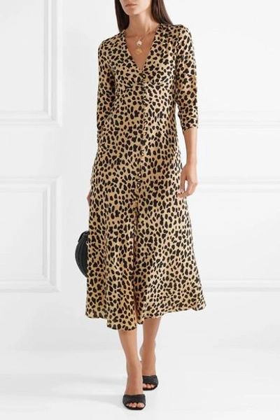 Shop Rixo London Katie Leopard-print Silk-crepe Dress In Leopard Print