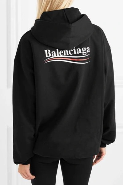 Shop Balenciaga Oversized Cotton-jersey Hoodie In Black