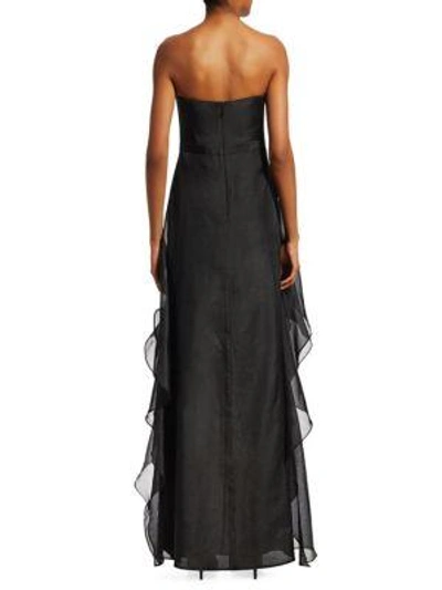 Shop Halston Heritage Ombre Tiered Ruffled Evening Gown In Black