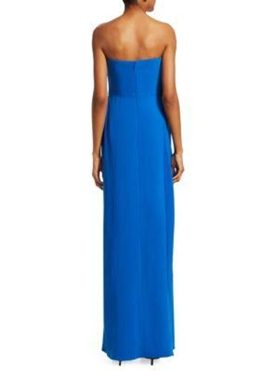 Shop Halston Heritage Ruched Evening Gown In Cobalt