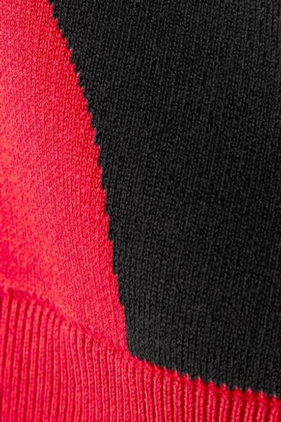 Shop Nagnata Two-tone Technical-knit Stretch-cotton Sports Bra In Black