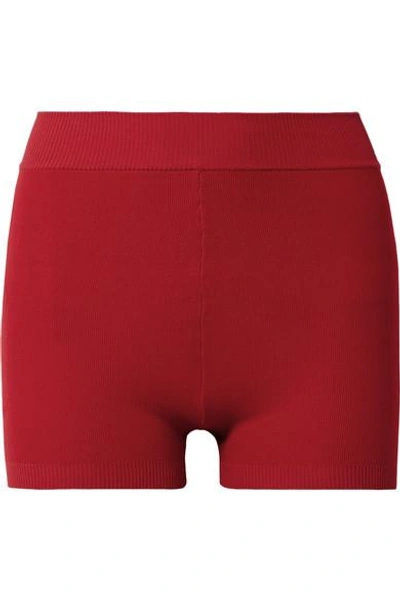 Shop Nagnata Yoni Technical-knit Stretch-cotton Shorts In Red