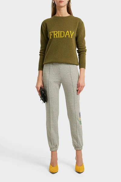 Shop Alberta Ferretti Friday Oversized Intarsia Wool And Cashmere-blend Jumper In Green