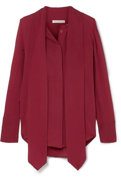 Shop Equipment Luis Pussy-bow Washed-silk Blouse In Red