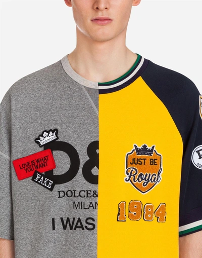 Shop Dolce & Gabbana Cotton Sweatshirt With Patch In Multi-colored