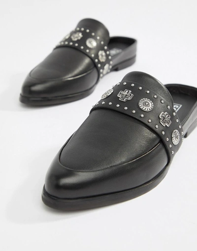 Shop Sol Sana Leather Stud Detail Mule In Black - Black