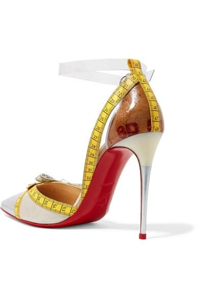 Shop Christian Louboutin Metripump 100 Tape-trimmed Patent-leather And Pvc Pumps In White
