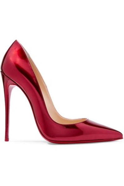 Shop Christian Louboutin So Kate 120 Metallic Patent-leather Pumps In Red
