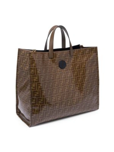 Shop Fendi Mania Shopper Bag In Brown