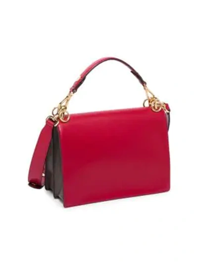 Shop Fendi Kan I Leather Shoulder Bag In Strawberry