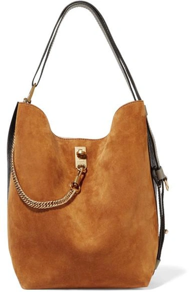 Shop Givenchy Gv Bucket Suede And Textured-leather Shoulder Bag