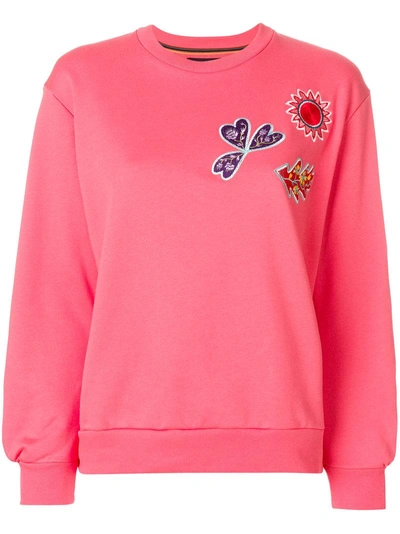 Shop Paul Smith Embroidered Patch Sweatshirt In Pink & Purple