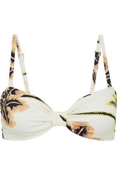 Shop Derek Lam 10 Crosby Woman Knotted Printed Underwired Bikini Top Cream