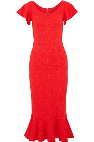 Shop Opening Ceremony Woman Fluted Matelassé Midi Dress Red