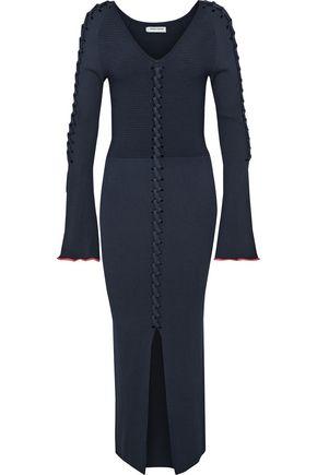 knitted midi dress with split