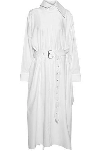 Shop Marques' Almeida Woman Oversized Belted Cotton-twill Midi Dress White