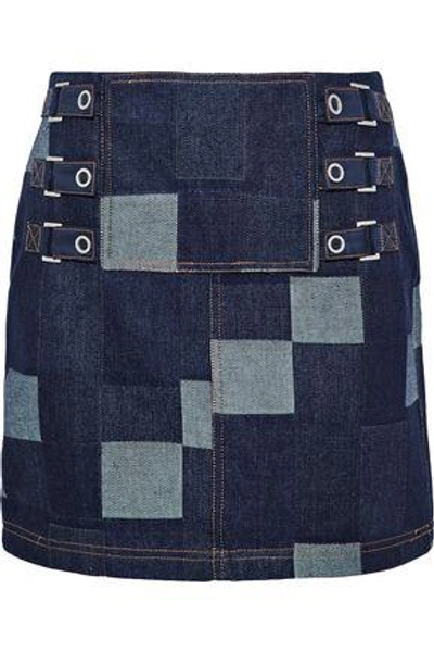 Shop Opening Ceremony Woman Patchwork Denim Mini Skirt Dark Denim