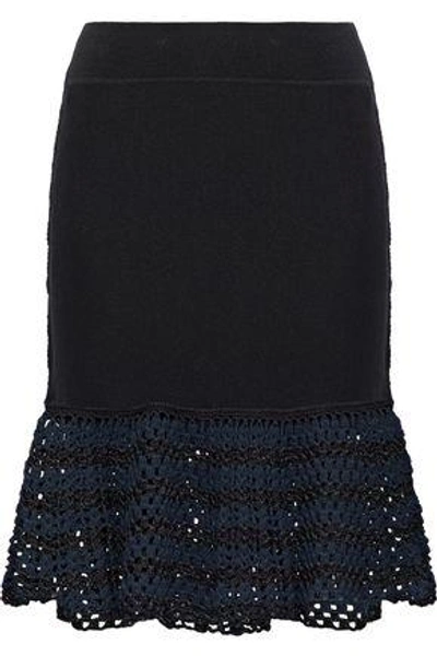 Shop Opening Ceremony Woman Open Knit-paneled Stretch-knit Mini Skirt Black