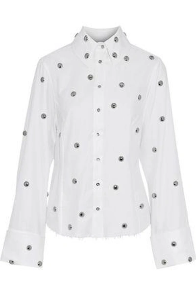 Shop Marques' Almeida Woman Studded Cotton-twill Shirt White