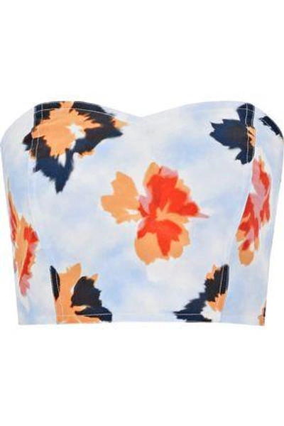 Shop Opening Ceremony Woman Reversible Strapless Floral-print Silk Bustier Top Sky Blue