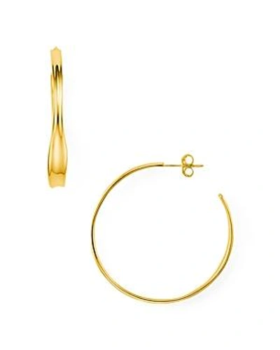 Shop Argento Vivo Flat Edge Hoop Earrings In Gold