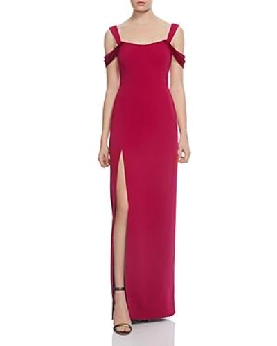 Shop Halston Heritage Cold-shoulder Crepe Gown In Wildberry