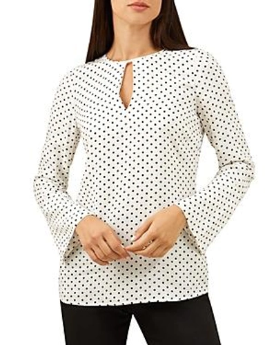 Shop Hobbs London Primrose Polka Dot Top In Ivory Black