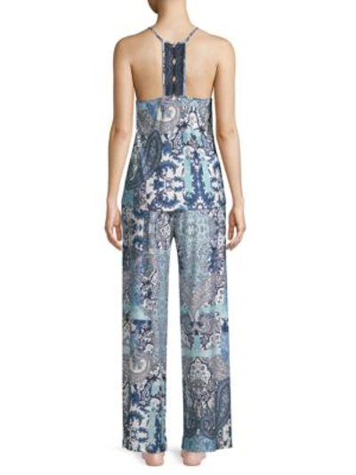 Shop In Bloom On The Water Camisole And Pants Set In Navy Aqua