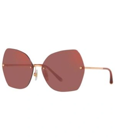 Shop Dolce & Gabbana Sunglasses, Dg2204 64 In Pink Gold / Dark Violet Mirror Red