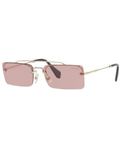Shop Miu Miu Sunglasses, Mu 59ts 58 In Pale Gold / Light Violet
