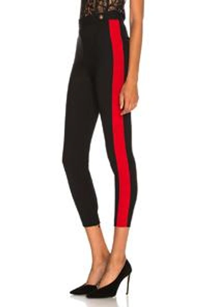 Shop Alexander Mcqueen High Waisted Military Stripe Trousers In Black,red