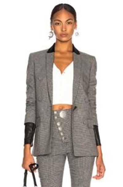 Shop Alexander Wang Double Breasted Notch Blazer In Checkered & Plaid,gray