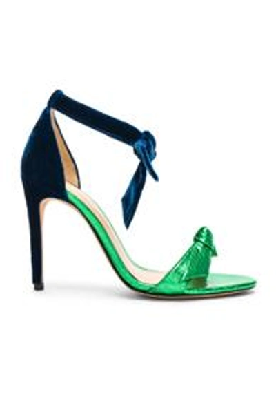 Shop Alexandre Birman Velvet & Watersnake Clarita Sandals In Green,animal Print