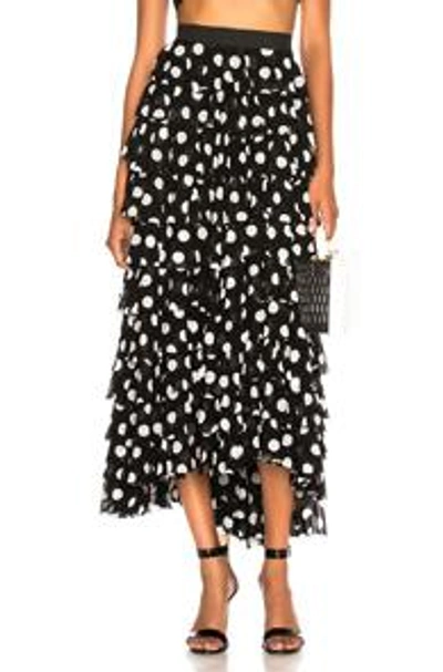 Shop Norma Kamali Ruffle Skirt In Black. In Black & White Quarter Dot