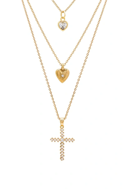 Shop Frasier Sterling In Your Dreams Layered Necklace In Metallic Gold.