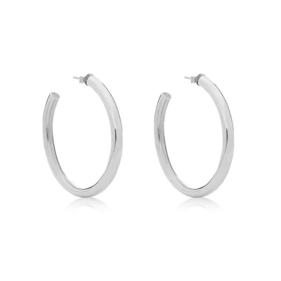 Shop Edge Of Ember Tube Silver Hoops