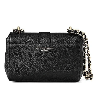 Shop Aspinal Of London Womens Black Lottie Micro Logo-engraved Grained-leather Shoulder Bag