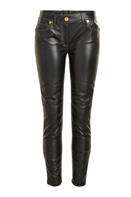Versace Leather Pants In Black | ModeSens