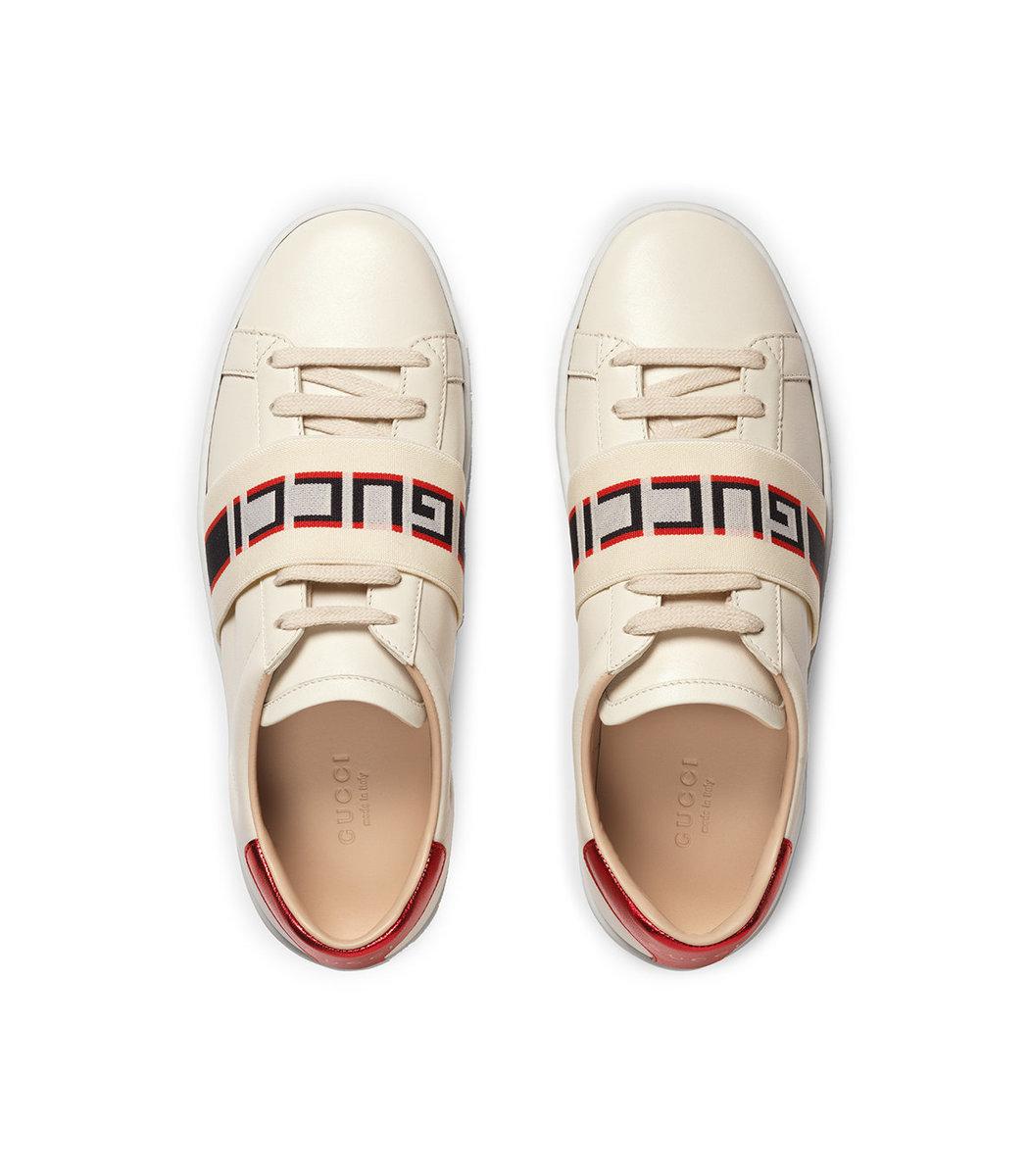 gucci white new ace elastic band sneakers