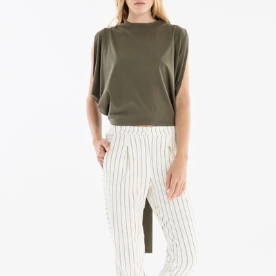 Shop Paisie Oversized Batwing Top With Tie Back In Green