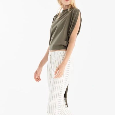 Shop Paisie Oversized Batwing Top With Tie Back In Green